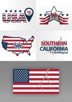 logo for earthquake south california 7.1 on the richter scale. United States flag logo with cracks. 4 logos illustrating disasters with stars, line logos and seismic graphics. disasters in america vector