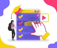 Illustration of choosing a department or job for students and graduates. Application for graduation planning and careers for doctoral program. flat vector concept for Landing page, website, mobile, ui