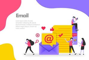 Email Illustration Concept Send receive and read online letter. Modern flat design concept for Landing page website, mobile apps ui ux, banner poster, flyer brochure, web print document. Vector EPS 10