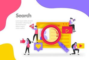 Search Illustration Concept, looking fo user personal data. Modern flat design concept for Landing page website, mobile apps ui ux, banner poster, flyer brochure, web print document. Vector EPS 10