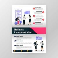 cartel de comunicación en empresa, seminario y motivación empresarial. marketing y trabajo en equipo. concepto de ilustración vectorial para web, sitio web, página de destino, aplicación móvil, folleto, cartel, portada de revista. vector