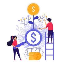 Bank Interest And Investment. Look For Mutual Fund And Currency Option to Get Maximum Profit for Return on Investment ROI. Character Concept Vector Illustration For Web Landing Page, Mobile Apps, Card