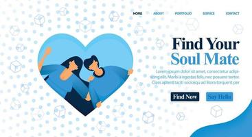 Website for matchmaker, friend and plan your wedding. Find your soul mate and perfect partner here for your wedding and engagement. Vector Illustration For Web, Landing Page, Banner, Mobile Apps, Card