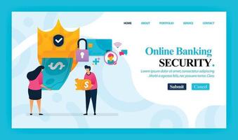 Landing page vector design of Online Banking Security. Easy to edit and customize. Modern flat design concept of web page, website, homepage, mobile app, UI. character cartoon Illustration flat style.