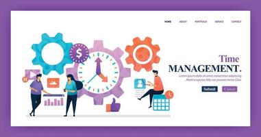 Landing page vector design of Time management. Easy to edit and customize. Modern flat design concept of web page, website, homepage, mobile apps. character cartoon Illustration flat style.