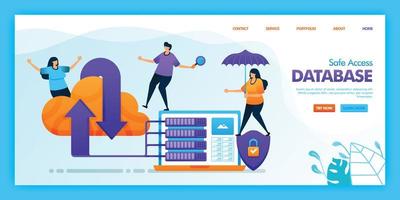 Landing page vector design of safe access database. Easy to edit and customize. Modern flat design concept of web page, website, homepage, mobile apps UI. character cartoon Illustration flat style.