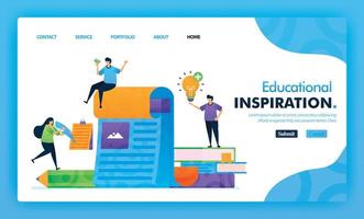 Landing page illustration concept back to school of inspiration in learning. Study Educational for marketing and promotion can use for website, web, UI mobile apps, flyer, poster, mobile app, brochure vector