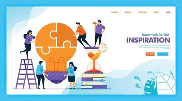 Landing page vector design of Teamwork to get inspiration. Easy to edit and customize. Modern flat design concept of web, website, homepage, mobile apps UI. character cartoon Illustration flat style.