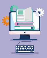 educación en línea, libros electrónicos de computadora y aprendizaje de teclado