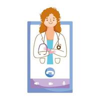 Isolated woman doctor and smartphone vector design