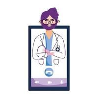 Isolated man doctor and smartphone vector design