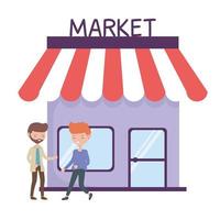 Isolated market store and men vector design