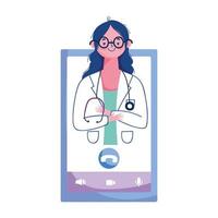 Isolated woman doctor and smartphone vector design