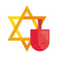 estrella dorada judía hanukkah y dreidel vector