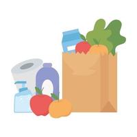 Shopping products inside bag vector design