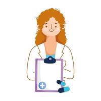 Isolated woman doctor and document vector design