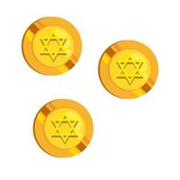 jewish coins with golden star hanukkah vector