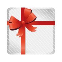 feliz navidad caja de regalo blanca con cinta roja vector
