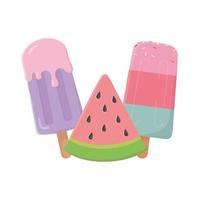 ice cream in stick slice watermelon isolated design icon vector