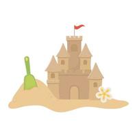 summer travel and vacation sand castle shovel beach vector