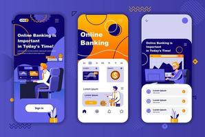 Online banking unique design kit for social networks stories. vector