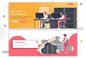 Web hosting provider landing pages set. vector