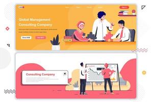 Consulting company landing pages set. vector