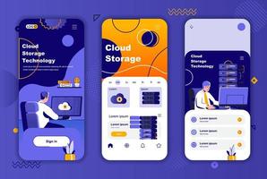 Cloud storage unique design kit for social networks stories. vector