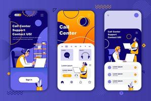 Call center unique design kit for social networks stories. vector