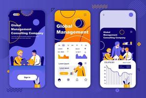 Global management unique design kit for social networks stories. vector