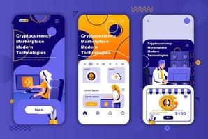 Cryptocurrency marketplace unique design kit for social networks stories. vector