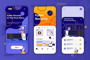 Cyber security unique design kit for social networks stories. vector