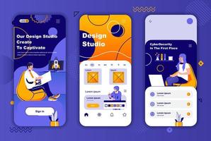 estudio de diseño kit de diseño único para historias de redes sociales. vector