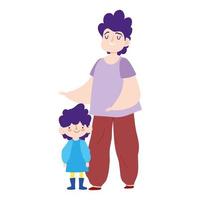 dad and son cartoon portrait characters family day vector