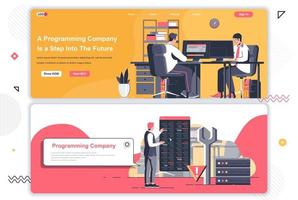 Programming company landing pages set. vector