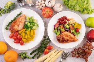 Grilled chicken steak and vegetables photo