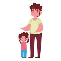 dad and son cartoon portrait characters family day vector