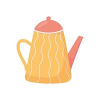 tea, striped teapot maker hot beverage isolated design vector