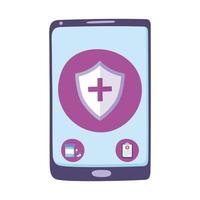 telemedicina, tratamiento de consulta remota con smartphone y servicios sanitarios online vector