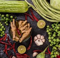 Rice noodles and chicken feet with limes photo