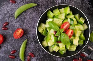 Flat lay cucumbers stir-fried photo