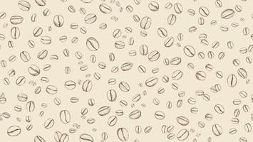 Drawn coffee bean seamless background. Pattern with falling coffee beans. Food doodle sketch backdrop vector
