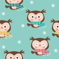 Christmas and New Year's vector pattern with owls.