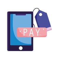online payment, smartphone tag price, ecommerce market shopping, mobile app vector