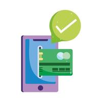 online payment, smartphone coins bank card credit check mark, ecommerce market shopping, mobile app vector