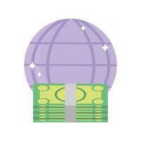 online payment, world money banknote stacked, ecommerce market shopping, mobile app vector