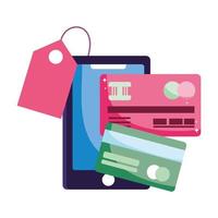 online payment, smartphone tag price bank card credit, ecommerce market shopping, mobile app
