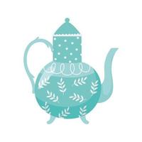 tea, teapot with print leaves and dots decoration vector