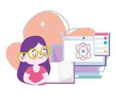 educación en línea, información sobre libros de ciencias de la computación para niñas, sitios web y cursos de capacitación móviles vector