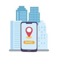 covid-19 coronavirus pandemic, delivery service, smartphone gps navigation vector